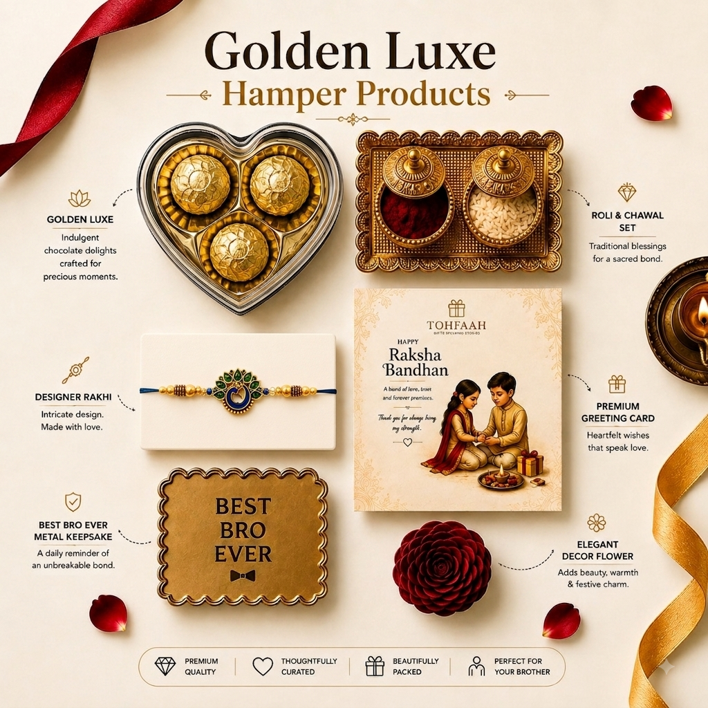 Mor Pankh Rakhi with Golden Luxe Heart Box