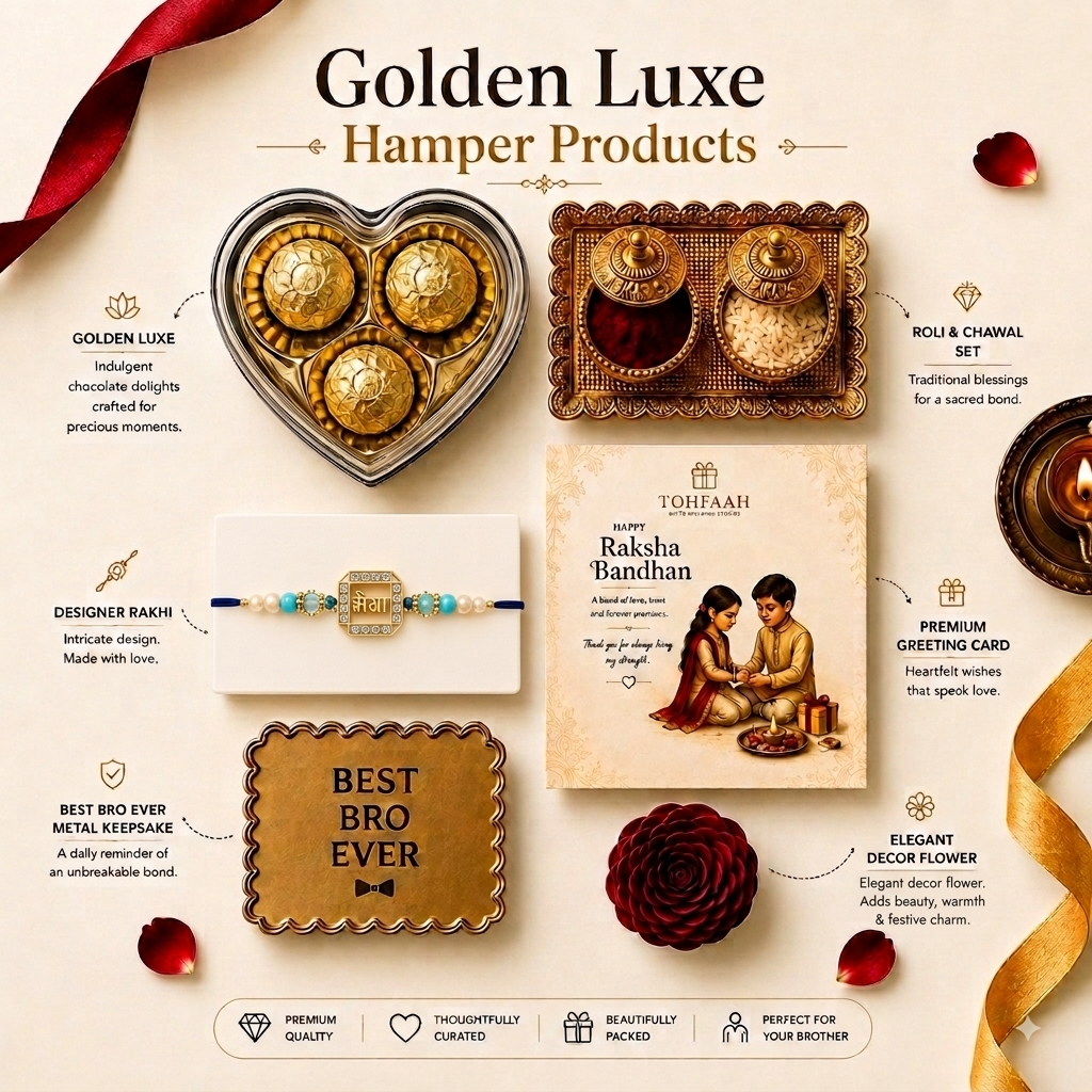 Veer Bhaiya Rakhi with Golden Luxe Heart Box