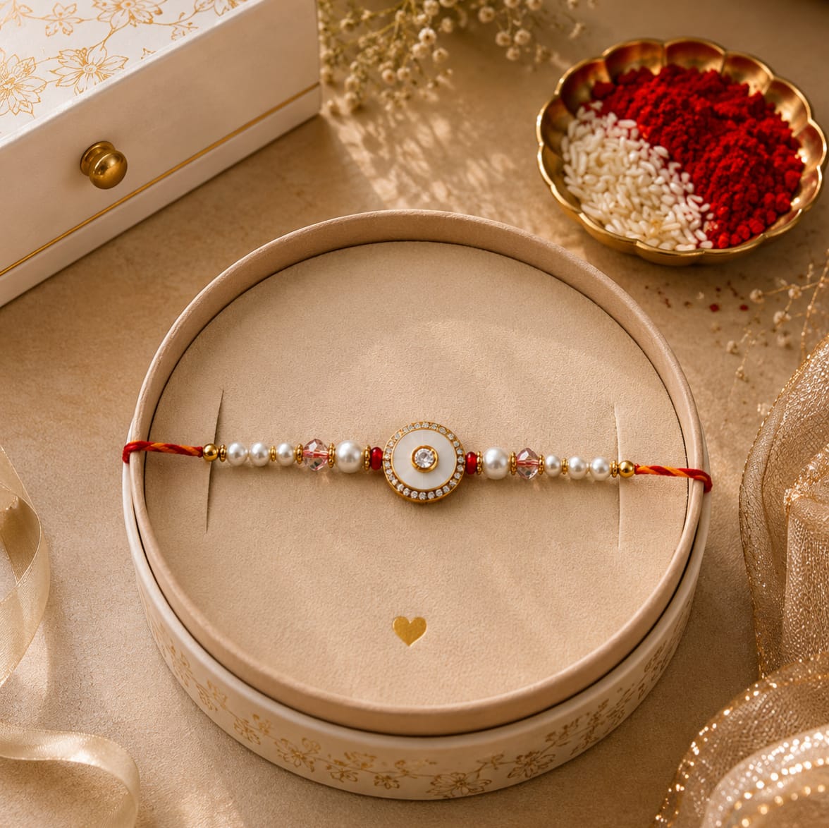 Shubh Swarna Rakhi with Ferrero Rocher Box